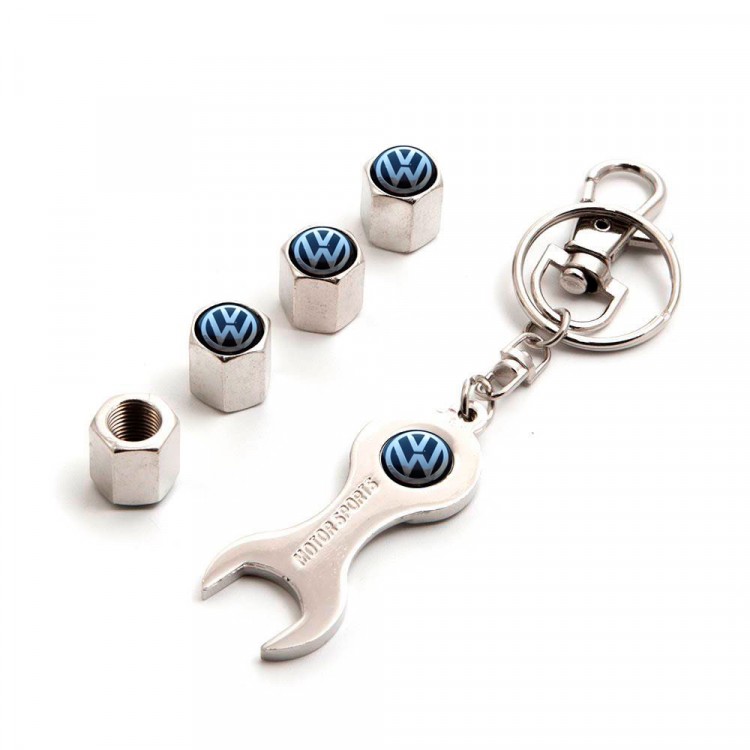 Ниппельные колпачки c брелком ключем Volkswagen silver