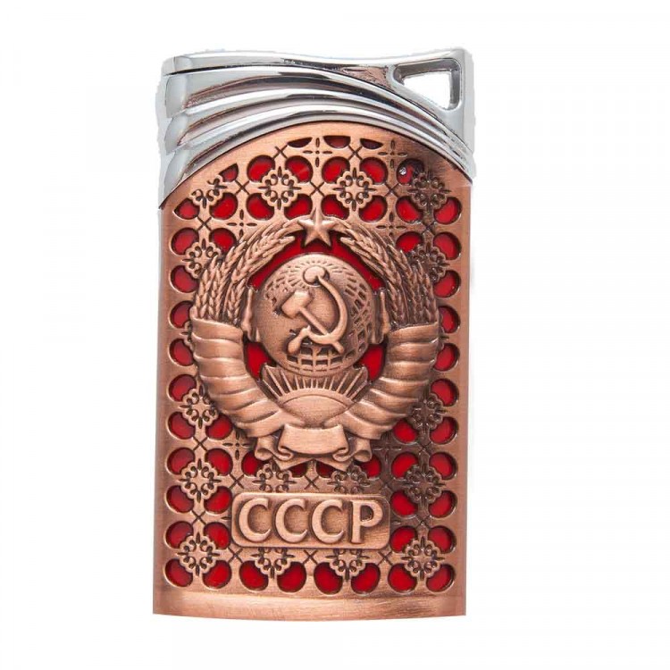 Зажигалка СССР латунь с красным