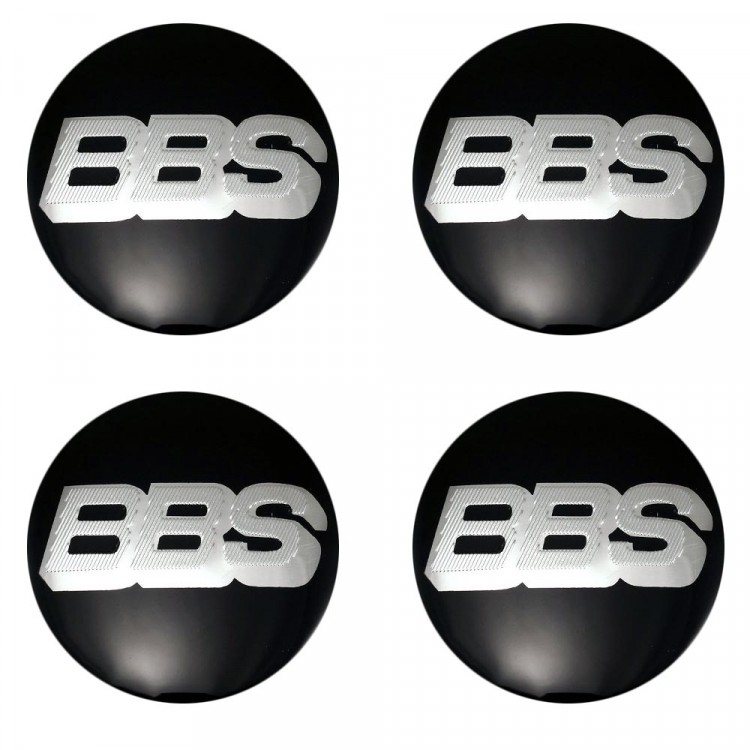 Наклейки на диски BBS 65 мм черные с серебристым