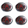 Колпачки на диски 62/56/8 хром со стикером Acura хром и красный