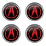 Колпачки на диски ВСМПО со стикером Acura  74/70/9 хром красный черный