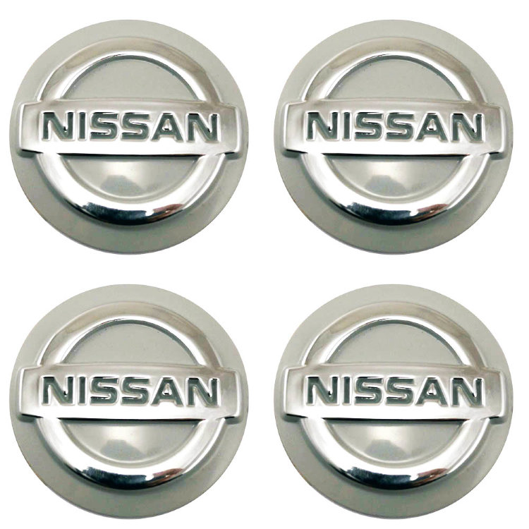 Стикеры на колпачки и колпаки Nissan объемные 60 мм молочно-серый хром
