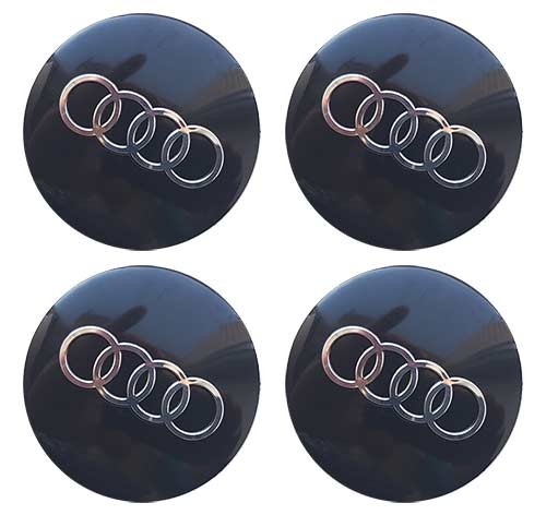 Наклейки на диски Audi 75 мм сфера черные