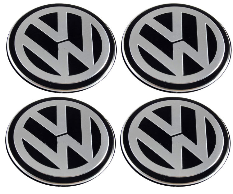 Наклейки на диски Volkswagen 60 мм с юбкой black 