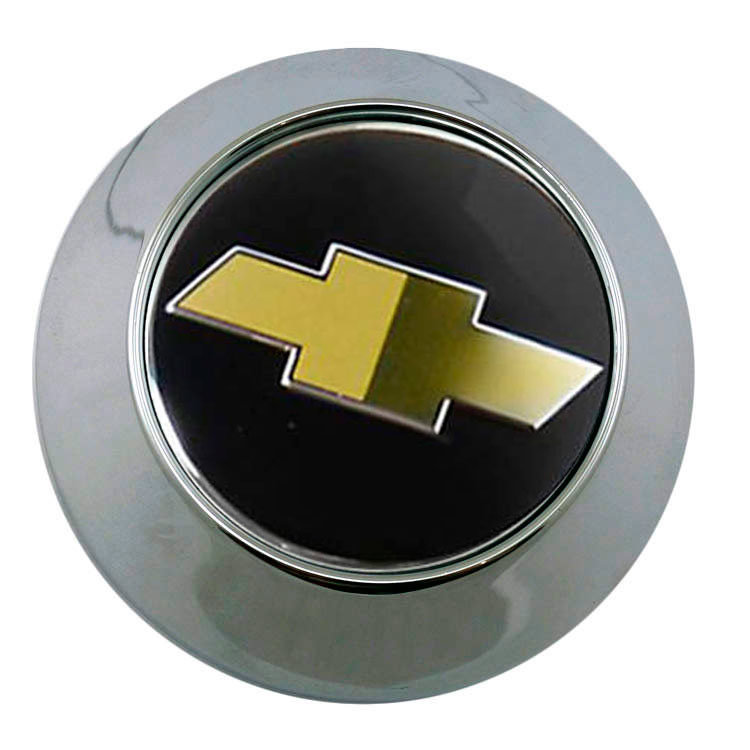 Заглушка на диски Chevrolet 65/60/6 конус хром с золотым лого 