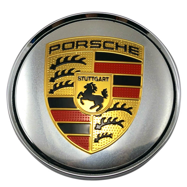 Заглушка для диска со стикером Porsche (64/60/6) хром