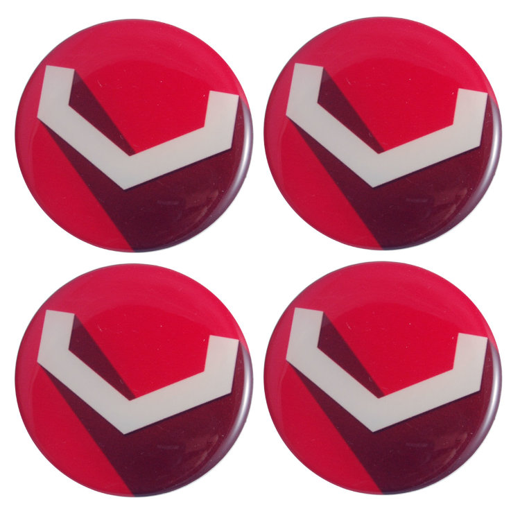 Наклейки красные Vossen силиконовые 60 мм белая эмблема   