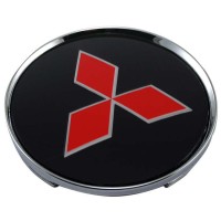 Изображение товара Колпачки на диски 62/56/8 хром со стикером Mitsubishi черный 