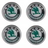 Колпачки на диски ВСМПО со стикером Skoda 74/70/9 зеленый и черный