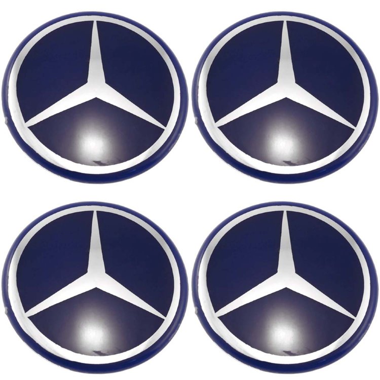 Эмблемы на колпачки и колпаки колес Mercedes 58 мм blue/chrome