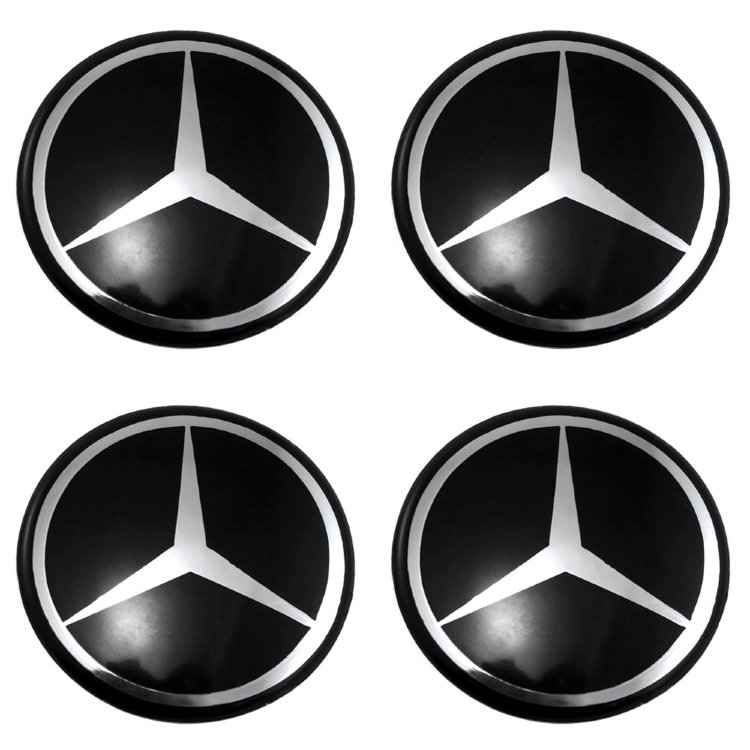 Наклейки на диски Mercedes 58 мм black/chrome