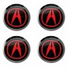 Заглушки для диска со стикером Acura (64/60/6) красный и черный