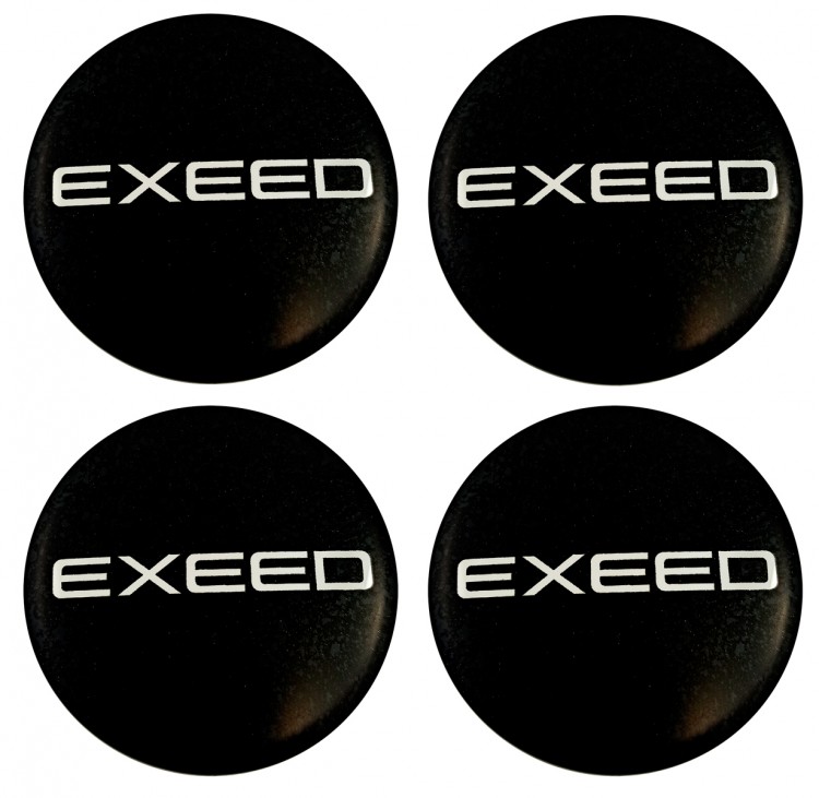 Наклейки на диски Exeed 60 мм сфера черные алюминиевые
