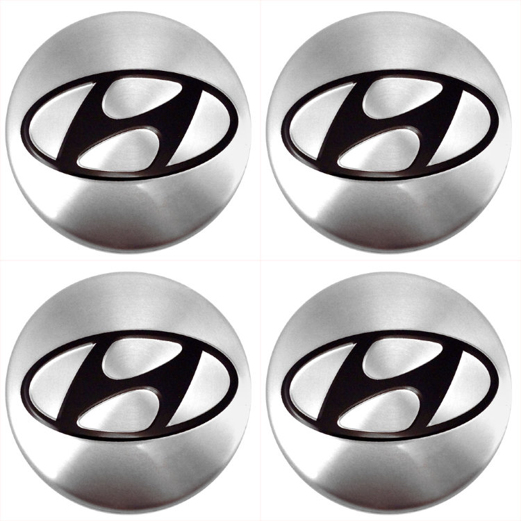 Наклейки на диски Hyundai с юбкой 60 мм серебристые