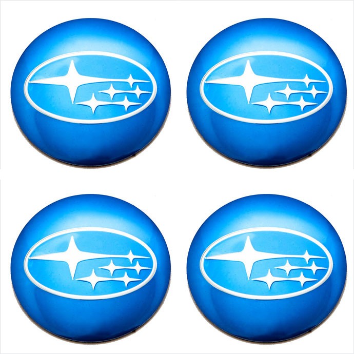 Наклейки на диски Subaru голубые сфера 60 мм