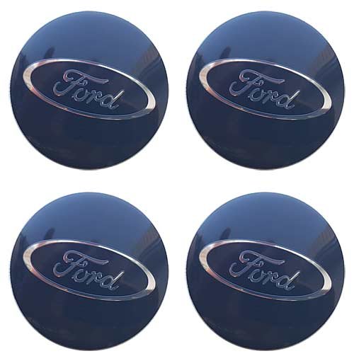 Наклейки на диски Ford 65мм сфера синие с хромированным логотипом