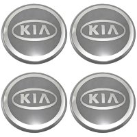 Изображение товара Наклейки на колпаки колес KIA 58 мм молочно-серый хром