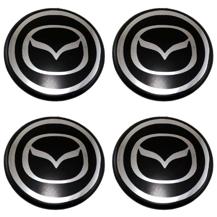 Эмблемы на колпачки и колпаки колес Mazda 58 мм black/chrome