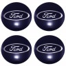 Наклейки на диски Ford 60 мм сфера синие с хромированным логотипом 