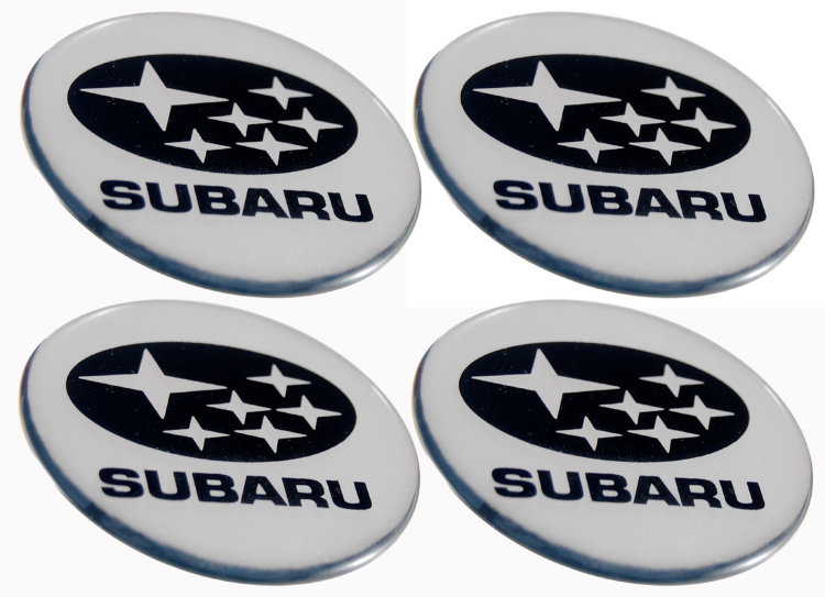 Наклейки на диски силиконовые Subaru серые 60 мм 