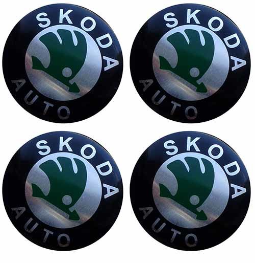 Наклейки на диски Skoda green black сфера 55 мм 