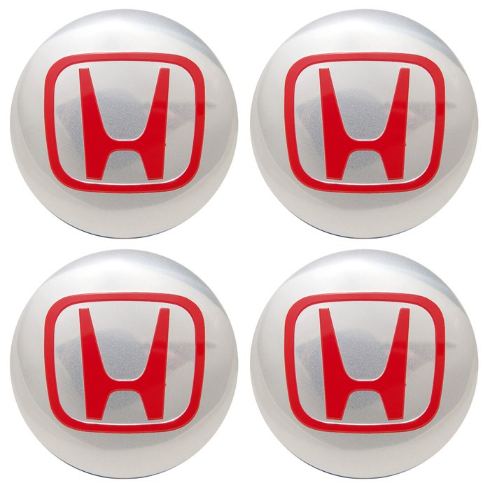 Наклейки на диски Honda серебро с красным логотипом сфера 56 мм 